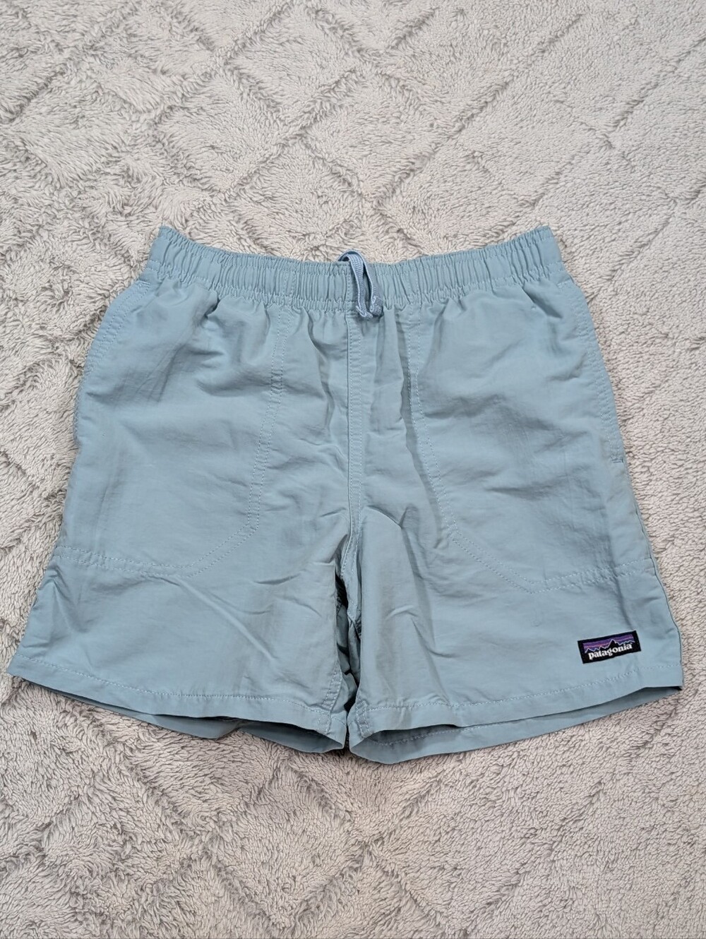 Patagonia Shorts Boys M Blue Light Baggies Swim Outdoor Mesh Lined 5”